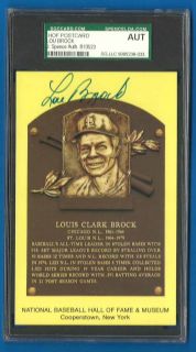 Lou Brock Signed Hall of Fame Plaque JSA SGC Slab Autograph Cardinals