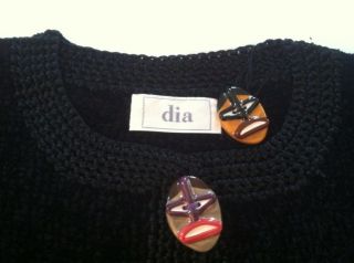 dia Sweater Chenille Artwear Cardigan MASKS Ltd Ed Hand Knit NWOT Vtg