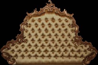 Louis XV Carved Gold Tufted Headboard King Queen Bed