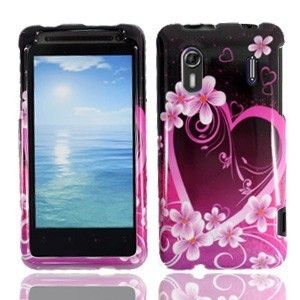 Purple Love Hard Protector Case Snap on Phone Cover for HTC EVO Design