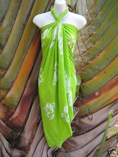 Sarong Lime Green Hibiscus Hawaiian Luau Wrap Dress