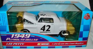 Lee Petty 42 1949 Plymouth Delux Diecast Car 50th Anniversary 1 24