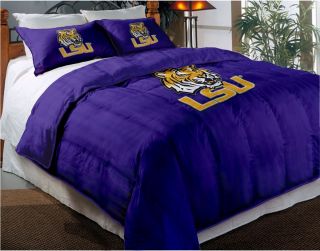 NEW LSU Tigers Twin Full Size Bed Chenille Comforter Set w 2 Pillow