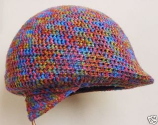 Knit Crochet Winter Riding Helmet Cover Multi Colored