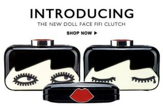 LULU GUINNESS Designer Iconic Doll Face Patent Kiss Fifi Celebrity