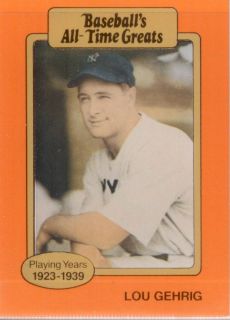 Lou Gehrig HOFER Pacific All Time Greats Trading Card