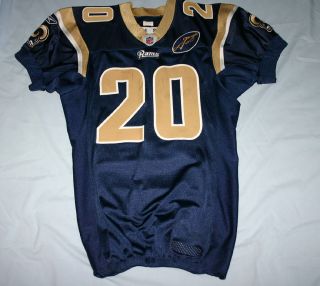 ST LOUIS RAMS BLUE GAME USED WORN JERSEY WITH GEORGIA PATCH 2008