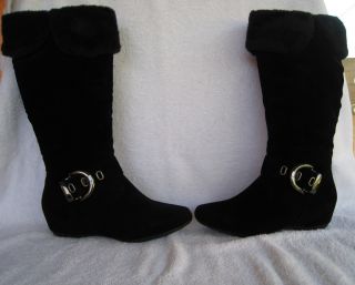 Women Black Suede Boots Size 5 9