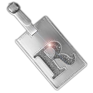 Bling Initial Luggage Tag White The Letter R