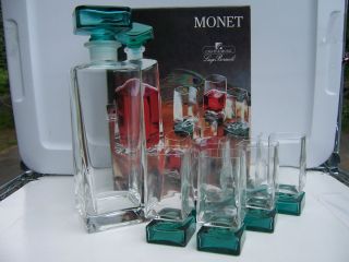 Monet Luigi Bormioli Light & Music Italy Crystal Decanter/6 Liqueur
