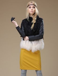 Luxurious Womens Genuine Shearling Sheep fur Lamb Leather Sew Jacket
