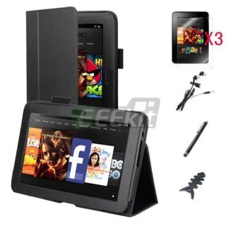 Eeekit for  Kindle Fire HD 7 Black PU Leather Case 3 Pack Screen