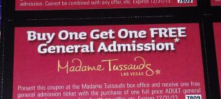 B1G1 FREE Madame Tussauds Wax Museum Las Vegas Coupon Valid 7 days