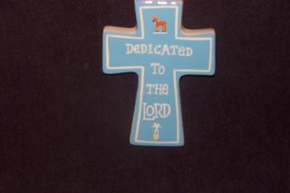 Emily Macht for Demdaco Blue Wall Cross 6 Hand Painted Ceramic