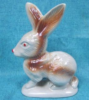 Vintage Glazed Ceramic Rabbit Figurine Made in Brazil