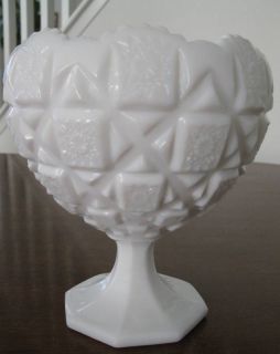 Westmoreland Milk Glass Old Quilt Compote