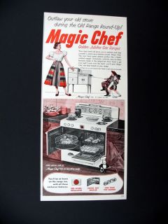 Magic Chef Golden Jubilee Gas Ranges Range Oven 1952 Print Ad