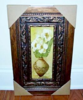 Magnolia Picture Magnolias Glass Framed Southern Flowers in Vase New