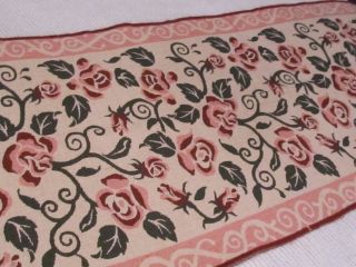 Long Tapestry Rose Covered Table Runner Rug Shabby Cottage Chic French