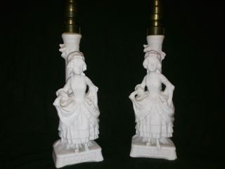 Antique Little Girls Maidens Candle Holders Light Bulbs DRGM