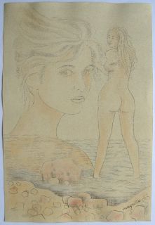 Rene Magritte Curious Drawing Signed