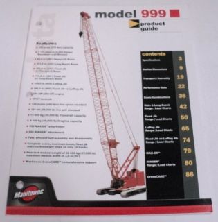 Manitowoc 2000 Model 999 Crane Product Guide Brochure