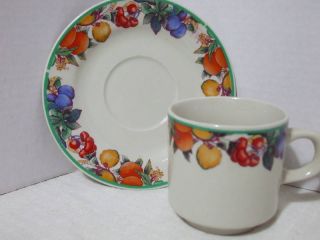 Maplehill Stoneware Harvest Pattern Cups Saucers