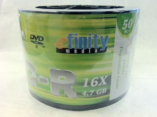 50 Pieces Efinity 16x Logo DVD R DVDR Blank Disc Media 4 7GB