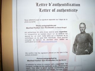 Manfred Von Richthofen I E Red Baron Authentic Autograph