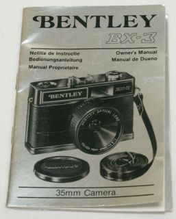 Genuine Bentley BX 3 35mm Camera Instruction Manual
