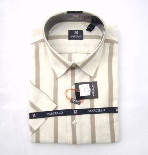 New Marcello Beige Striped s s Shirt XL $175