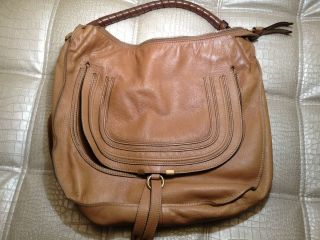 Chloe Marcie Calfskin Large Hobo Bag handbag camel brown leather Italy