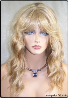 Blonde Mix Human Hair Blend Wig Heat Ok Iron Safe Skin Top Fringe wigs