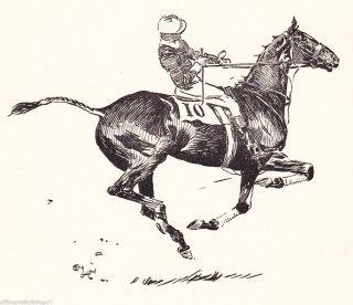Vintage 1922 Cecil Aldin Horse Art Foxhunting Jumping Matted Picture