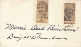 Dwight and Mamie Eisenhower Signed Postcard JSA