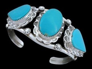 Dean Sandoval Jr Navajo Manassa Turquoise and Sterling Bracelet