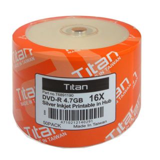 200 Titan 16x DVD R DVDR Silver Inkjet Hub Printable Disc Media 4 7GB