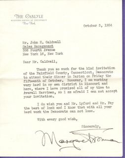 Margaret Truman Signed Letter Envelope 1954 Pres Harry S Trumans