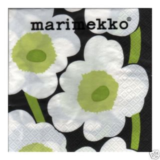 Marimekko Unikko Black Green Paper Napkins 33 x 33 Cm