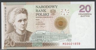 Poland Pnew 20 Zlotych 2011 UNC Comm Marie Curie