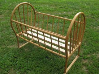 Baby Crib Bed Antique Bent Wood Maple Primitive 1800S