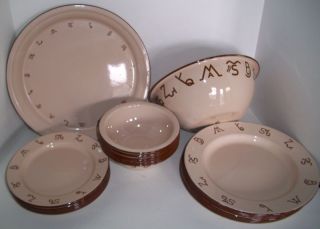 Service for 8 Marble Canyon Enamelware with Western Brand Pattern Tan