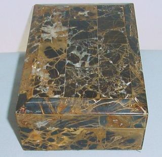 Vintage ITALIAN Marble BOX with Wood INTERIOR for JEWELRY or TREASURES