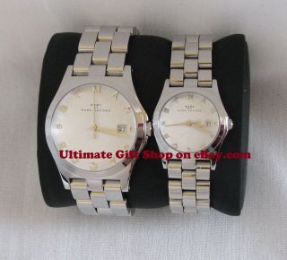 SET OF 2 MARC JACOBS SILVER TONE S/STEEL HIS & HERS HENRY WATCHES