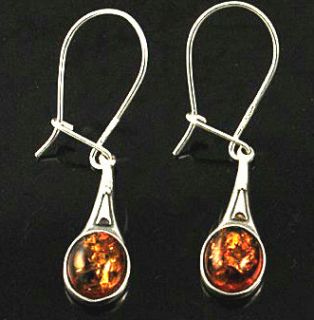 Baltic Sea Amber Silver Chandelier Earrings from Lithuania EL3