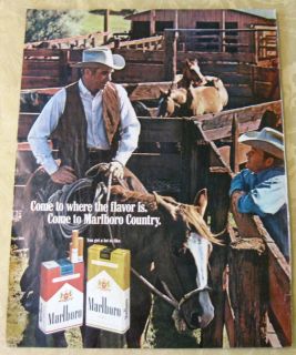 Vintage 1969 Marlboro Cigarette Cowboy Ad
