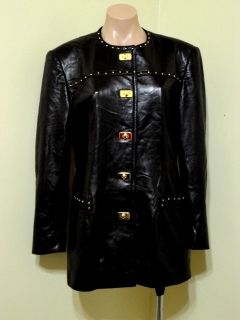 ESCADA by Margaretha Ley Black Womens Jacket Leather Size 8 Retail $