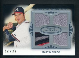 2011 Topps Marquee Martin Prado Quad Game Used Jersey Relic 151 199