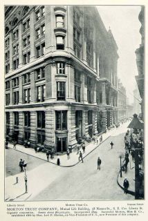 1903 Print Morton Trust Mutual Life 38 Nassau Liberty Street Scene