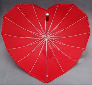 Long Handle Red Heart Love Umbrella Wedding S6
